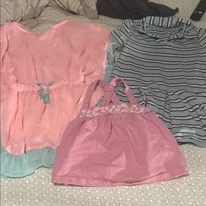 Mini Boden Pink Girls' Top, Blue Hanna Andersson Dress & Primark Coverup - 4